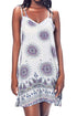 White Printed Criss Cross Back Mini Boho Dress